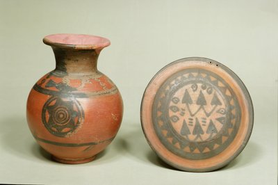 Terrakottatopf und Deckel, aus Friedhof H in Harappa, Industal, 1500 v. Chr.-1200 v. Chr. von Indian School