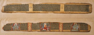 Der Buddha verteilt Honig, aus einem Prajnaparamita-Manuskript, Westbengalen von Indian School