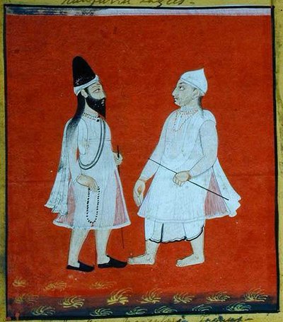 Zwei wandernde muslimische Fakire, Udaipur, ca. 1810-20 (Detail) von Indian School