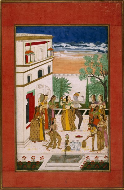 Vasanta Ragini, Radha & Krishna tanzen, ca. 1760 von Indian School