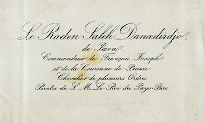 Visitenkarte von Raden Saleh Danoedirdgio, ca. 1850-80 von Indonesian School