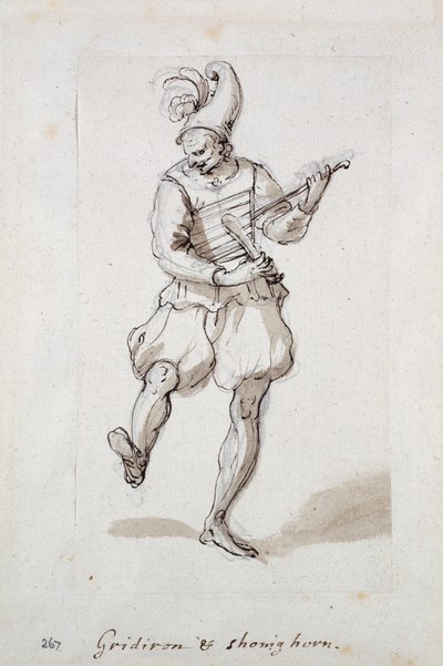 Mann mit Grillrost und Schuhlöffel von Inigo Jones