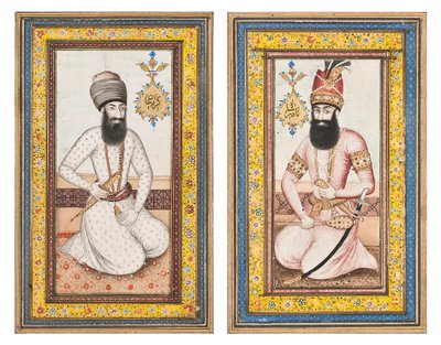 Porträts von Karim Khan Zand und Nadir Shah, Qajar Iran von Iranian School