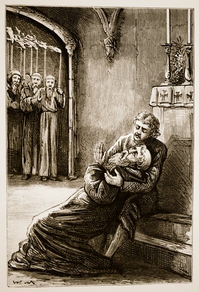 Tod von St. Columba, aus The Trias Thaumaturga, oder Drei Wunder wirkende Heilige von Irland, von Mary Cusack (1829-99) veröffentlicht ca. 1890er Jahre von Irish School