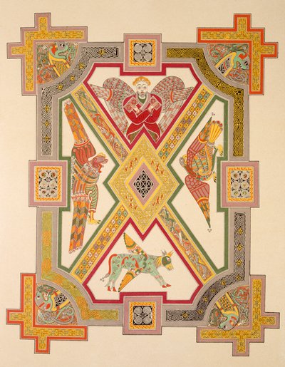 Die vier Evangelisten, aus einer Faksimilekopie des Book of Kells, veröffentlicht von Day & Son von Irish School
