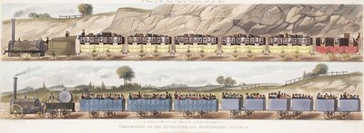 Ein Zug der ersten Klasse mit der Post & ein Zug der zweiten Klasse für Außenpassagiere von Isaac (after) Shaw