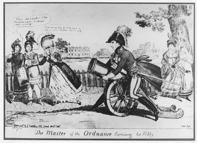 Der Meister der Artillerie übt sein Hobby aus, 1819 von Isaac Cruikshank