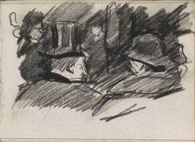 Mann und Frau mit Hut, von hinten gesehen von Isaac Israels