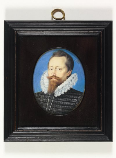 Ein Gentleman, vielleicht Edward Cecil, Viscount Wimbledon (Aquarell auf Pergament) von Isaac Oliver