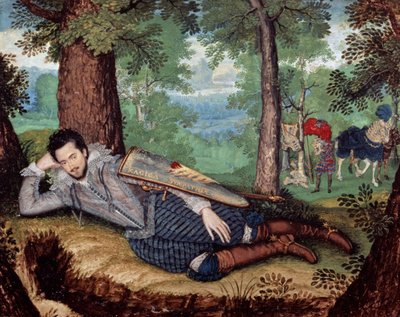 Edward Herbert, 1. Baron Herbert von Cherbury, ca. 1610-14 (Miniatur) von Isaac Oliver