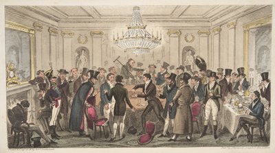 Inneres einer modernen Hölle - siehe. Die gezinkten Würfel, aus The English Spy, veröffentlicht 1824 von Isaac Robert Cruikshank