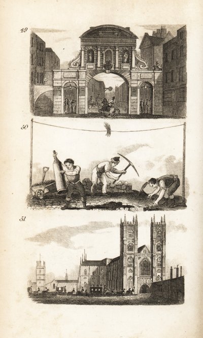 Temple Bar, Pflasterer und Westminster Abbey von Isaac Taylor