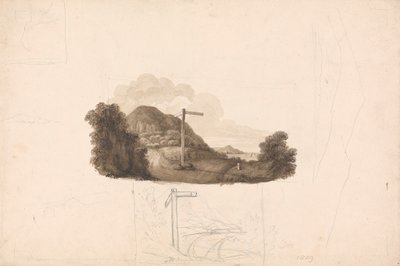 Skizze für eine Vignette von Mr. Ed Halls Geschichte von Caernarvonshire, die nie veröffentlicht wurde von Isaac Weld