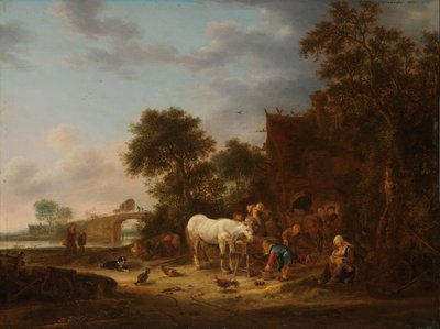 Landgasthof mit einem Pferd am Trog von Isaac van Ostade