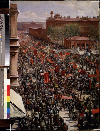 Parade auf dem Newski-Prospekt in Leningrad (Sankt Petersburg) von Isaak Israilevich Brodsky