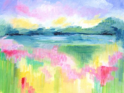 Abstrakte Seenlandschaft von Isabelle Brent