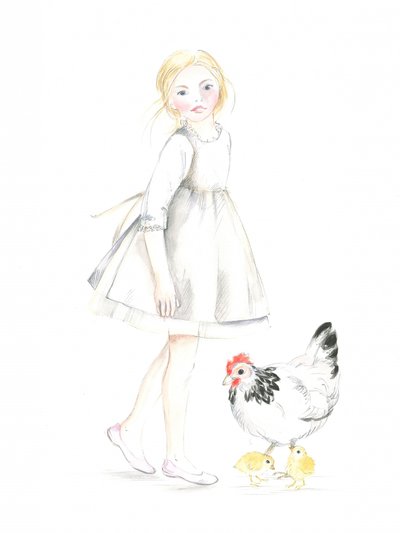 Kind mit Henne und Küken Ostern 26 von Isabelle Brent