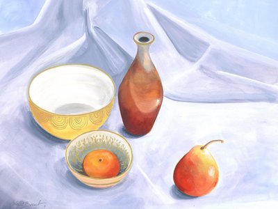 Stillleben mit Birne und Pflaume von Isabelle Brent