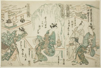 Den Abendkühle in Ryogoku genießen - Ein Set aus drei Teilen von Ishikawa Toyonobu