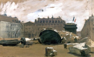 Kommune von Paris: die gestürzte Vendôme-Säule von Isidore Pils