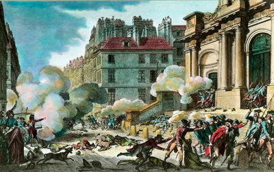 Französische Revolution: Am 13. Jahr IV; General Bonaparte (Napoleon I. Bonaparte) ließ die Kanonen bringen, die Aufständischen wurden auf den Stufen der Kirche Saint Roch in Paris am 4. Oktober beschossen von Isidore Stanislas Helman