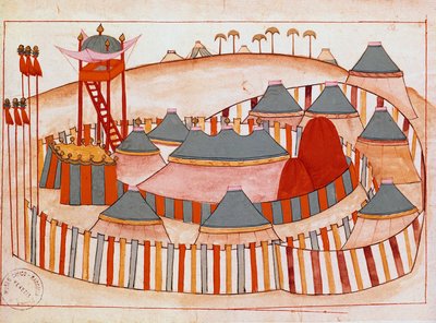 Militärlager der Türken. Gouache auf Papier der islamischen Schule (Ms 1671) 16. Jahrhundert Venedig, Museum Correr von Islamic School