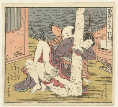 Liebespaar bei Torii von Isoda Koryusai