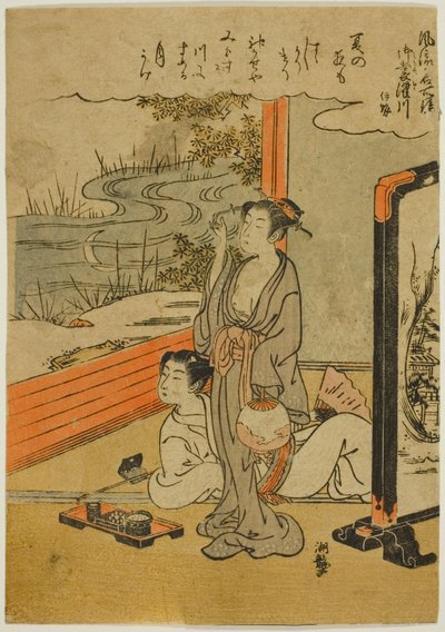 Mimosuso-Fluss in der Provinz Ise, aus der Serie "Modische Spiegel berühmter Orte" von Isoda Koryusai