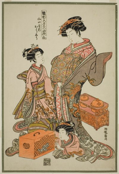 Oshu von der Yamaguchiya, aus der Serie "Modelle für Mode: Neue Designs so frisch wie junge Blätter" von Isoda Koryusai