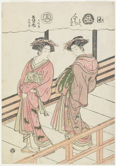 Zwei Kurtisanen auf einer Veranda von Isoda Koryusai