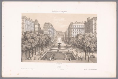 Blick auf den Place und die Rue Impériale in Lyon von Isodore Laurent Deroy