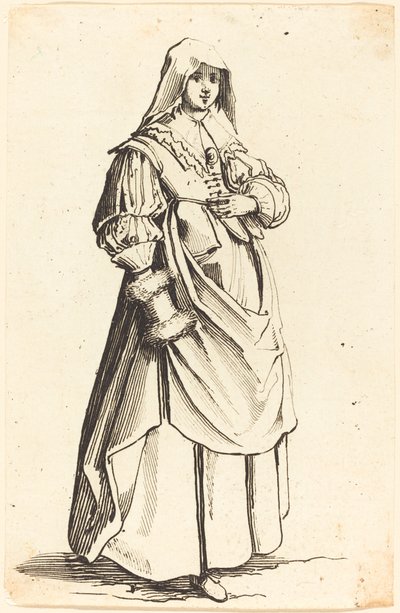 Bürgerliche mit Muff, nach rechts gewandt von Israel Henriet after Jacques Callot