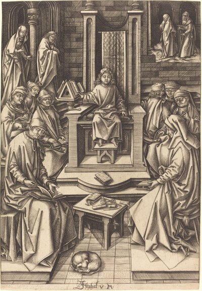 Christus unter den Schriftgelehrten, ca. 1490-1500 von Israhel van Meckenem