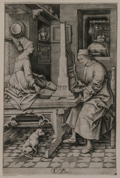 Der Orgelspieler und seine Frau, 1495-1503 von Israhel van Meckenem
