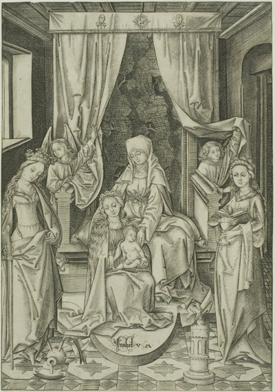 Die Madonna mit St. Anna, St. Katharina und St. Barbara von Israhel van Meckenem the younger