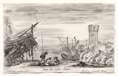 Ansichten von Seehäfen: Blick auf die italienische Küste von Israël Henriet