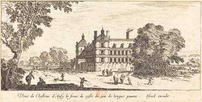 Ansicht des Schlosses Ancy-le-Franc von der Seite des langen Ballspiels von Israël Silvestre