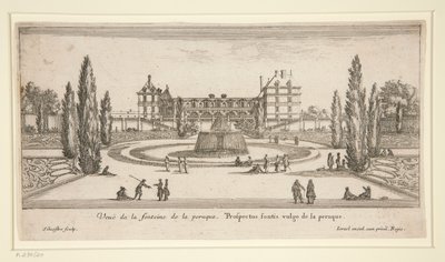 Ansicht von Schloss Liencourt: Ein Hof mit einem Brunnen von Israël Silvestre
