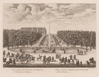 Ansicht des Schlosses von Versailles, von der Seite der Allee und des Drachenbrunnens von Israël Silvestre