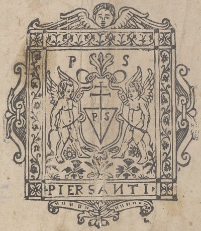 Zwei Putti mit Schild, beschriftet Pier Santi von Italian 16th Century