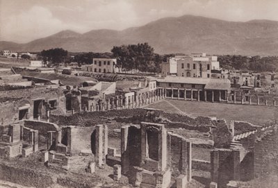 Caserma Dei Gladiatori mit Panorama, Die Fechtschule (s/w Foto) von Italian Photographer