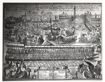 Eine Regatta mit der Dogaressa Moresina Grimani im Bucintoro von Italian School