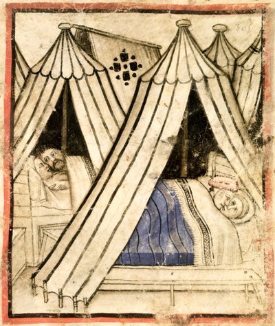 Die Israeliten frönen der sexuellen Unmoral mit den Moabiterinnen in ihren Zelten, c.1350-99 von Italian School