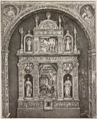 Altar in der Kirche St. Cita, von Antonello Gagini, Palermo, Italien, Gravur nach einer Zeichnung von G. Cavallotti, aus L