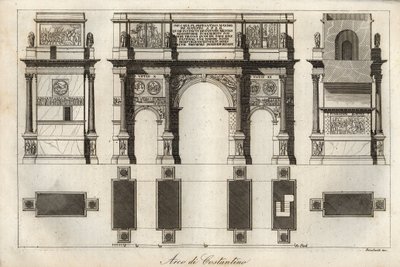 Konstantinsbogen in Rom (315 n. Chr.) - Gravur aus „Usi e Costumi di Tutti i Popoli dell