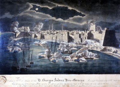 Angriff der sardischen Marine auf den Hafen von Tripolis während der Operationen gegen die Barbarenpiraterie im Jahr 1825 von Italian School