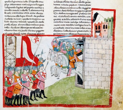 Schlacht von Montaperti, Miniatur von Pacino di Buonaguida aus Nuova Cronica, von Giovanni Villani von Italian School