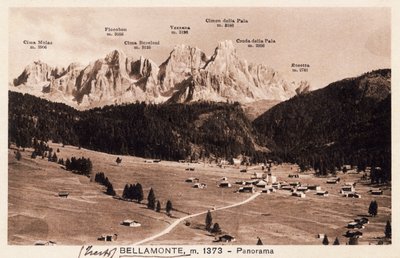 Bellamonte, Weiler von Predazzo, Postkarte, Trentino-Südtirol, Italien, 20. Jahrhundert von Italian School