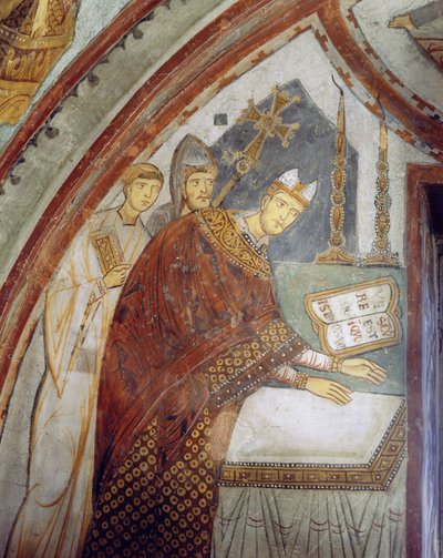 Kardinal Ugolino di Ostia (später Papst Gregor IX.), weiht die Kapelle, St. Gregors Kapelle, ca. 1224 von Italian School
