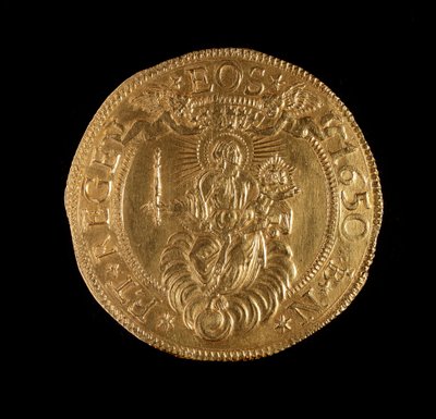 Währung der Republik Genua: 12,5 Gold-Doppie-Münze. Durchmesser 61 mm. 1656. Rückseite. Genua Musei di Strada Nuova von Italian School